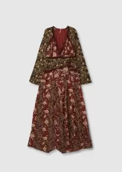 Image of Free People Womens Tilda Wrap Dress In Mixed Floral Print In Neutral Combo