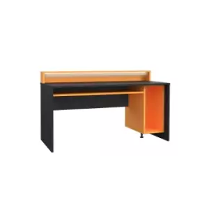 Image of Lively Orange and Black Wide Gaming Desk with LEDs, Orange