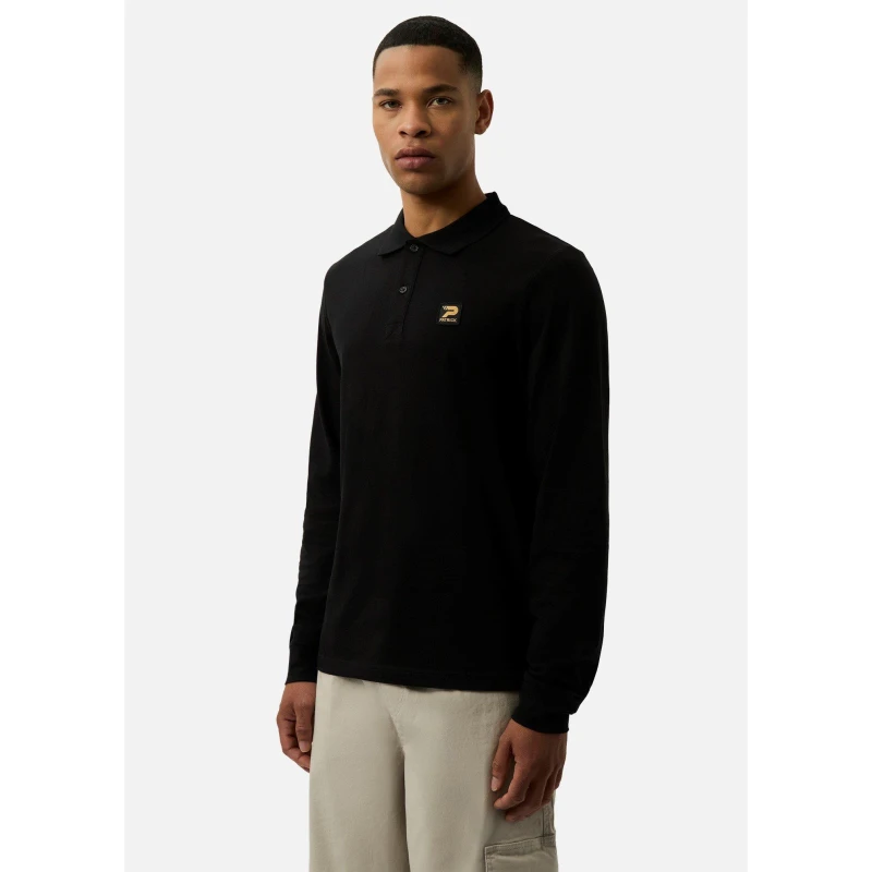 Image of Patrick Mens Luca Long-Sleeve Polo Shirt Black male Medium