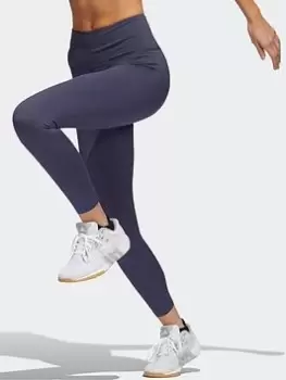 Image of adidas Optime Training Luxe 7/8 Tights - Blue, Brown, Size L, Women