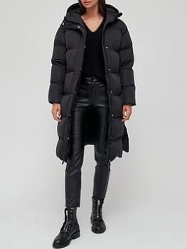 Image of Superdry Studios Longline Padded Duvet Coat - Black, Size 16, Women