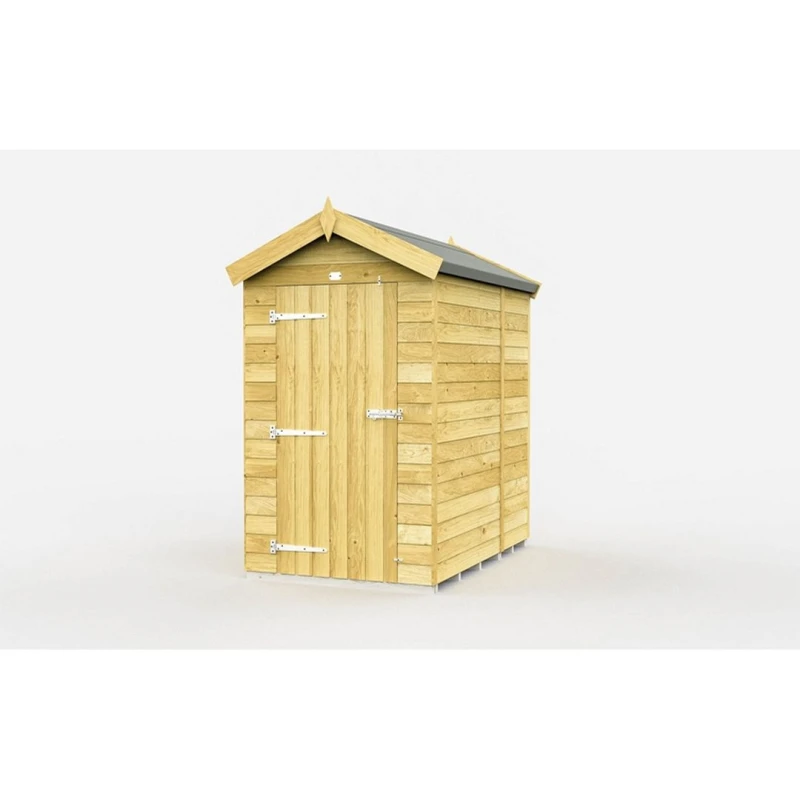 Image of Buttercup Farm 4 x 5 Feet Apex Shed - Single Door W/O Windows - L158 x W118 x H217cm in Brown Brown Unisex