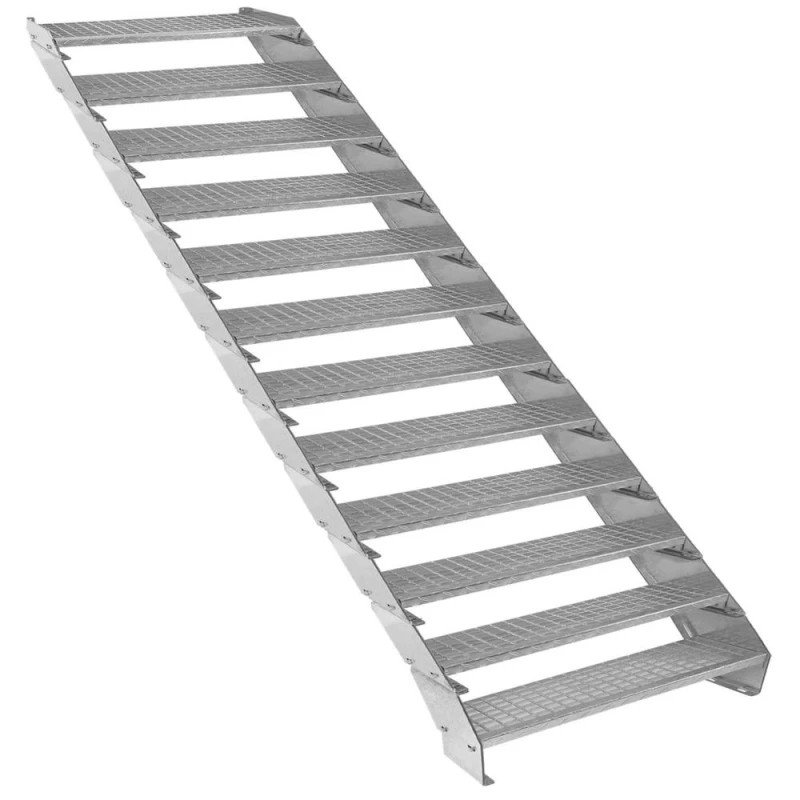 Image of Monster Shop Adjustable 12 Section Galvanised Staircase - 900Mm Wide, Silver 212786