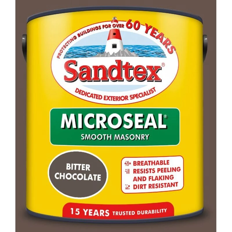 Image of Sandtex Microseal Smooth Masonry Bitter Choc 2.5L, Brown 5090685