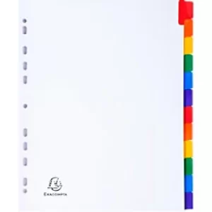 Image of Exacompta Dividers A4+ 160g, 12 Part, White/Coloured Tabs, Plain, Pack of 20