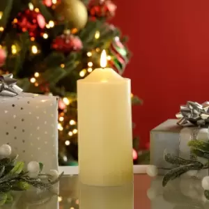 Image of Festive 15cm Battery Operated Wax Firefly Pillar Candle With Timer Ivory