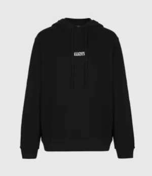 Image of AllSaints Mens Opposition Hoodie, Black, Size: S
