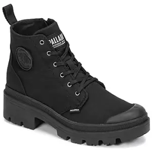 Image of Palladium PALLABASE TWILL womens Mid Boots in Black,4,5,5.5,6.5,7,8