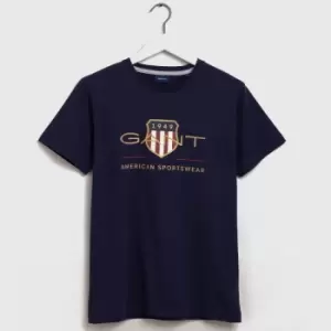 Image of GANT Men Archive Shield T-Shirt (S) Blue