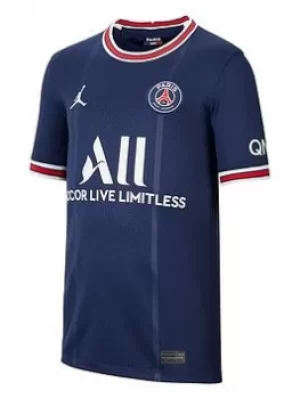 Image of Nike Psg Youth 21/22 Home Short Sleeved Stadium Jersey, Navy, Size S