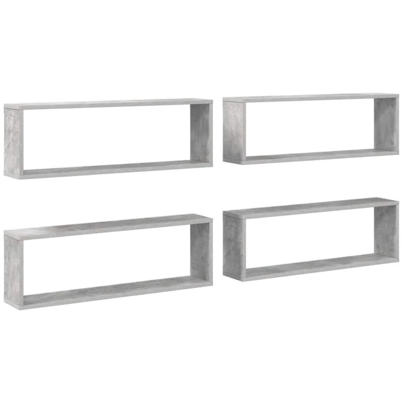Image of VIDAXL Wall Cube Shelf 4 pcs Concrete Grey 80x15x26.5cm Engineered Wood Vidaxl 8720286595374