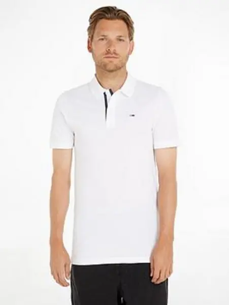 Image of Tommy Jeans Cotton Slim Fit Polo T-Shirt - White