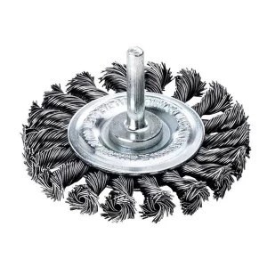 Image of Lessmann Knotted Wheel Brush with Shank 75 x 12mm, 0.35 Steel Wire