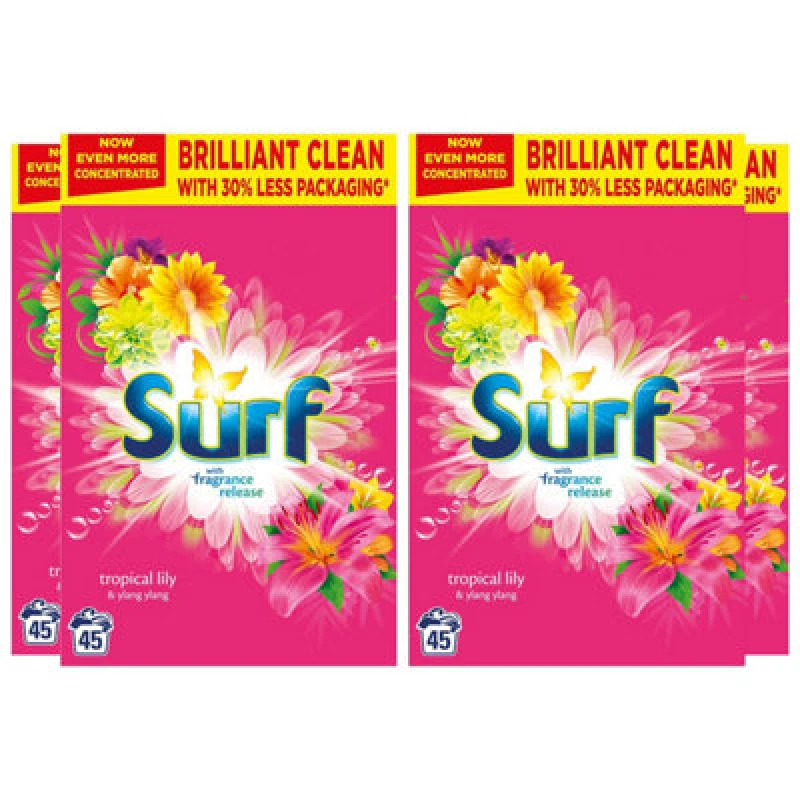 Image of Surf Tropical Lily & Ylang-Ylang Laundry Powder 2.25Kg, 180 Washes, 4Pk