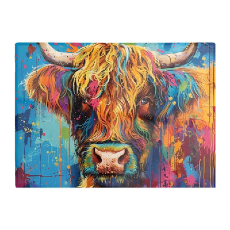 Image of Warren Reed Designer Splashart Highland Cow Chopping Board