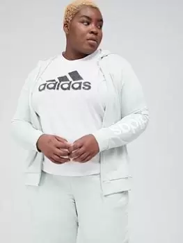 Image of adidas Linear Full Zip Hoodie (Plus Size) - Light Green, Light Green, Size 2X, Women