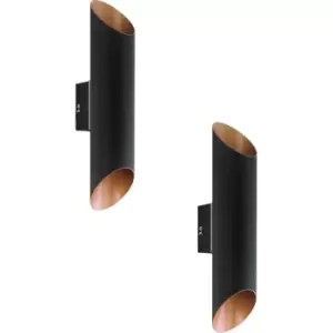 Image of 2 PACK IP44 Outdoor Wall Light Black & Copper Modern Up Down Lamp 3.7W LED