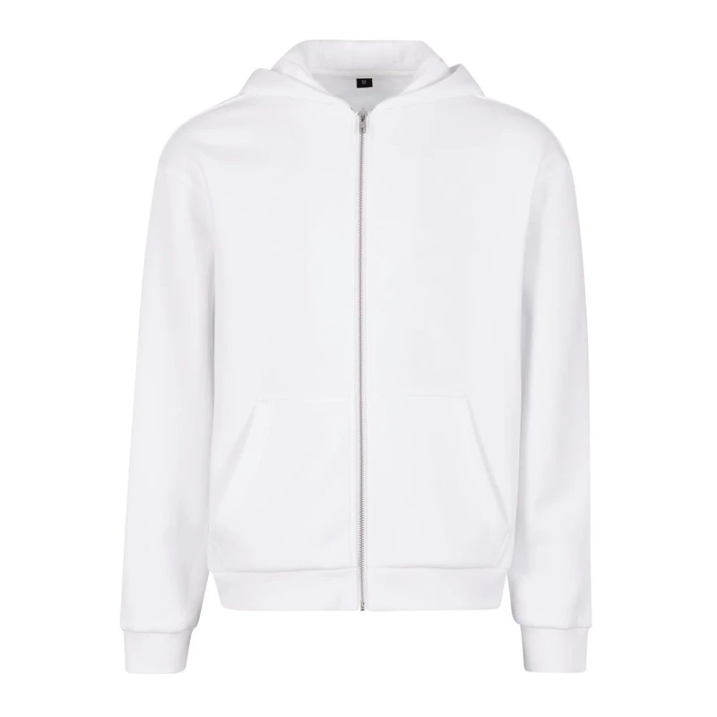 Image of Build Your Brand Mens Fluffy Full Zip Hoodie in White Size: Medium White Male M
