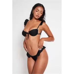 Image of I Saw It First Black Underwire Frill Detail Bikini Set - Black