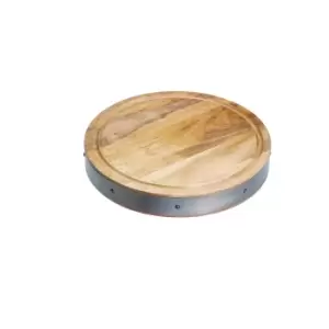 Image of Industrial Kitchen Round Butchers Block Brown and Grey