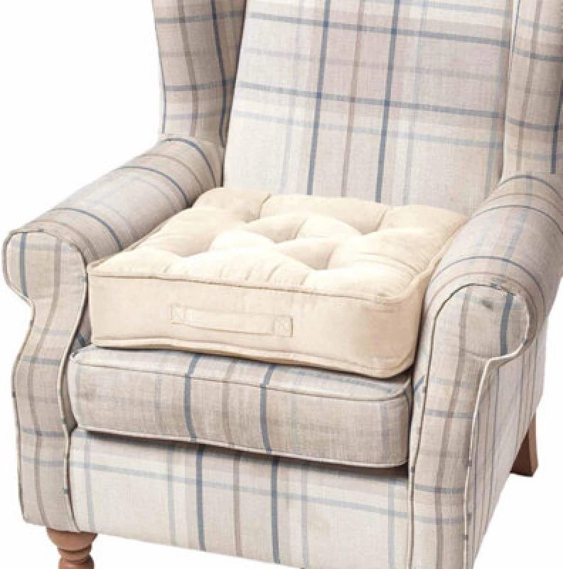 Image of Homescapes Faux Suede Armchair Booster Cushion Cream