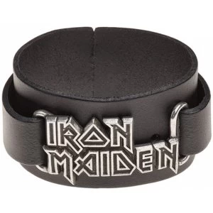 Image of Iron Maiden Logo Leather Wriststrap Bracelet
