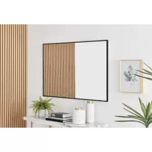 Image of Furniturebox Emma 120x80cm Black Rectangle Contempary Metal Frame Wall Mirror Hallway Living Room Dining Room Bedroom