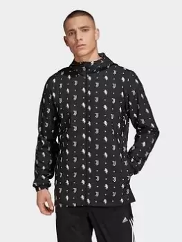 Image of adidas Juventus Windbreaker, Black/White, Size S, Men