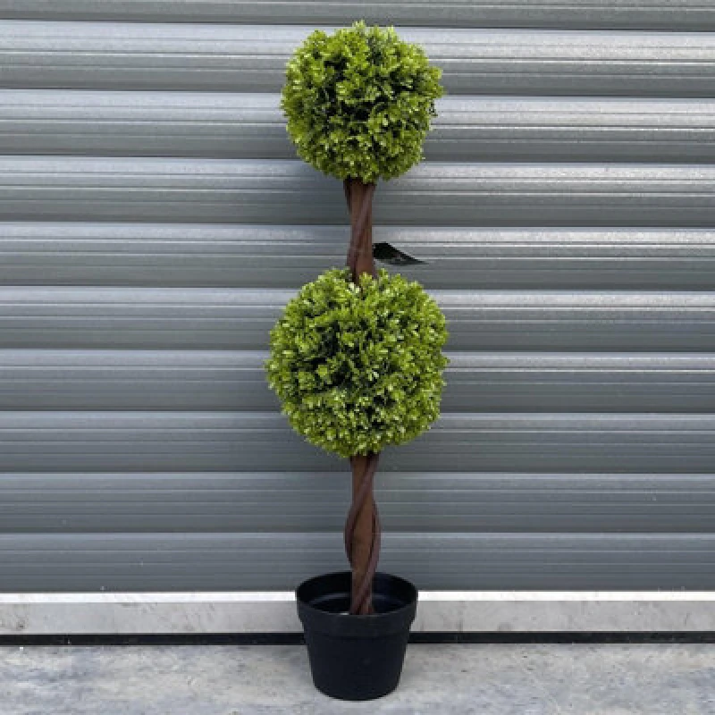 Image of Leaf 90cm Green Double Ball Topiary Tree Green