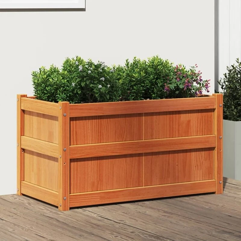 Image of vidaXL Garden Planter Wax Brown 90x50x50cm Solid Wood Pine, Brown 837463