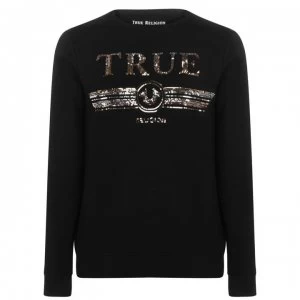 Image of True Religion Sequin Crew Sweatshirt - Black/Gold 1001
