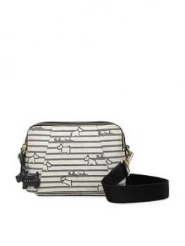 Image of Radley Stripe Oilskin Small Zip Top Cross Body Bag - Chalk