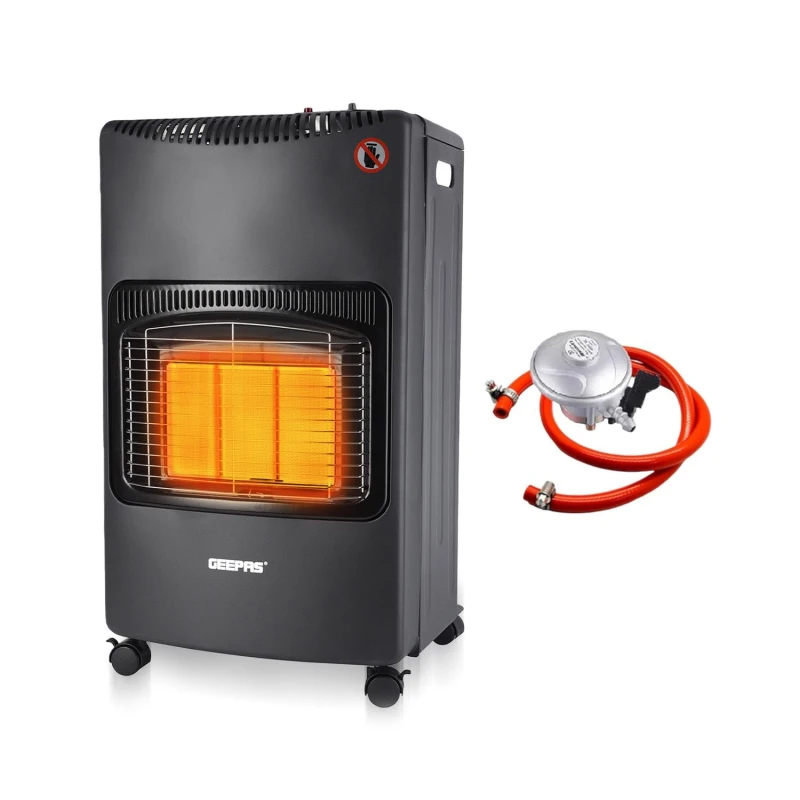 Image of Geepas Gas Heater Portable Indoor Heater 4.2KW Butane Gas Space Heater Regulator & Hose Black