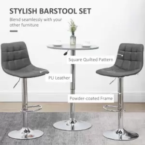 Image of HOMCOM Adjustable Set Of 2 Bar Stools With 360° Swivel Grey