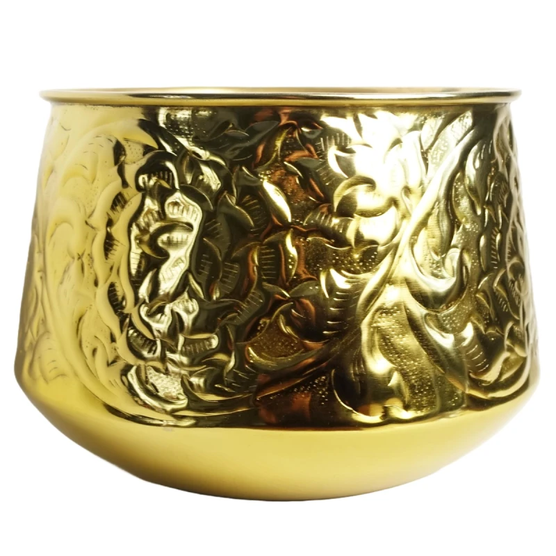 Image of N/A 18cm Gold Swirl Metal Planter by Leaf