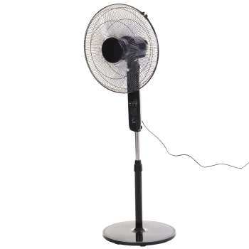 Image of HOMCOM Oscillating Floor Fan W/ Remote Control-Standing Cooling Machine Indoor Air Refresher With Adjustable Height & 3 Speed Mode & 7.5-Hour Timer Bl