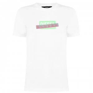 Image of Diesel Asymmetrical T Shirt - White 100