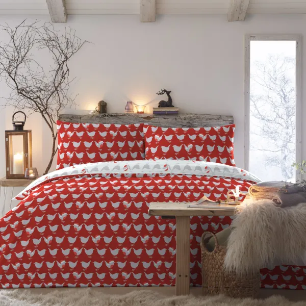 Image of Fusion Geo Robin Duvet Cover & Pillowcase Set Red