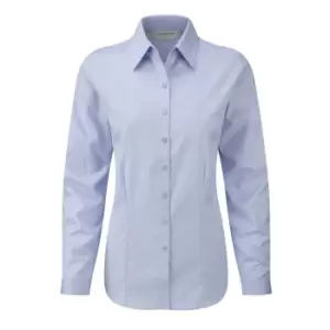 Image of Russell Ladies/Womens Herringbone Long Sleeve Work Shirt (XL) (Light Blue)