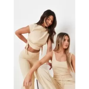 Image of Missguided Ruched Fitted Tee - Neutral