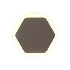 Image of Magnetic Base Wall Lamp, 12W LED 3000K 498lm, 15cm Horizontal Hexagonal 19cm Round Centre, Coffee, Acrylic Frosted Diffuser - Luminosa Lighting