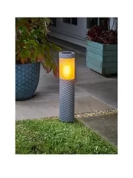 Image of Smart Solar Solar Flame Effect Grey Bollard Pair