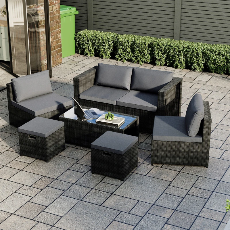 Image of Lassic Islay 6 Seater Rattan Set - Fully Assembled UKFR Black unisex 6 Seater