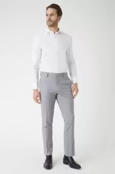 Image of Slim Fit Light Grey Textured Suit Trousers