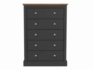 Image of LPD Devon 5 Drawer Charcoal and Oak Chest of Drawers
