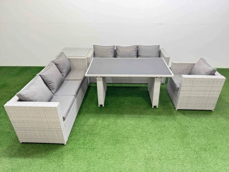 Image of Fimous Patio Garden Furniture Sets with Side Table Light Grey Light Grey Unisex