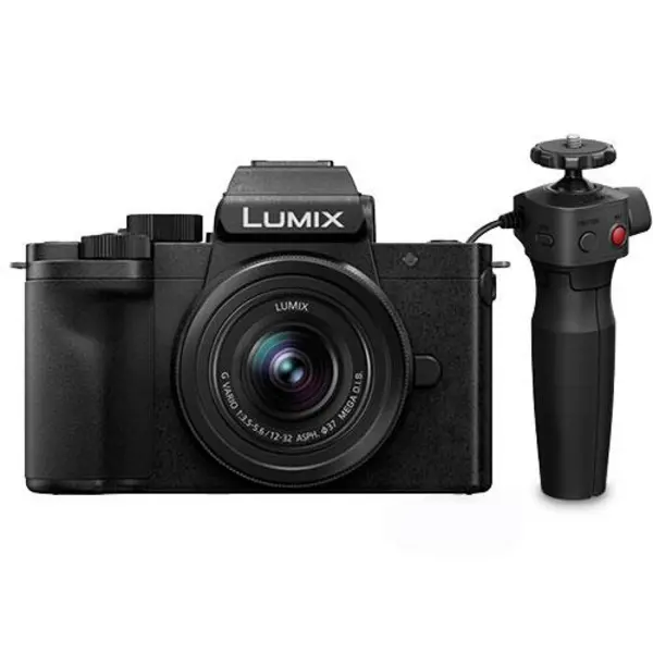 Image of Panasonic Lumix G100D Mirrorless Camera with 12-32mm Lens and Tripod Grip