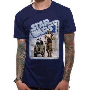 Image of Star Wars - Droids Retro Badge Mens Small T-Shirt - Blue