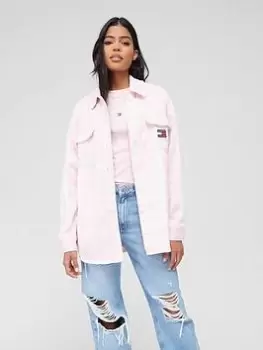 Image of Tommy Jeans Check Overshirt - Pink Size M Women