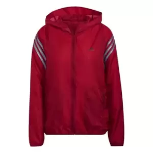Image of adidas Run Icons 3-Stripes Hooded Running Windbreaker Wom - Legacy Burgundy